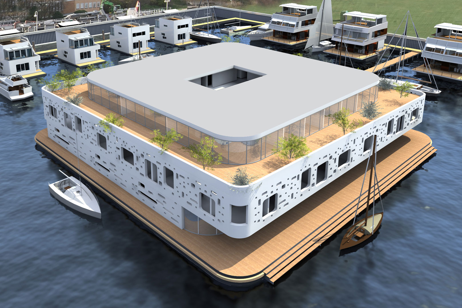 schwimmendes haus hotel urlaub