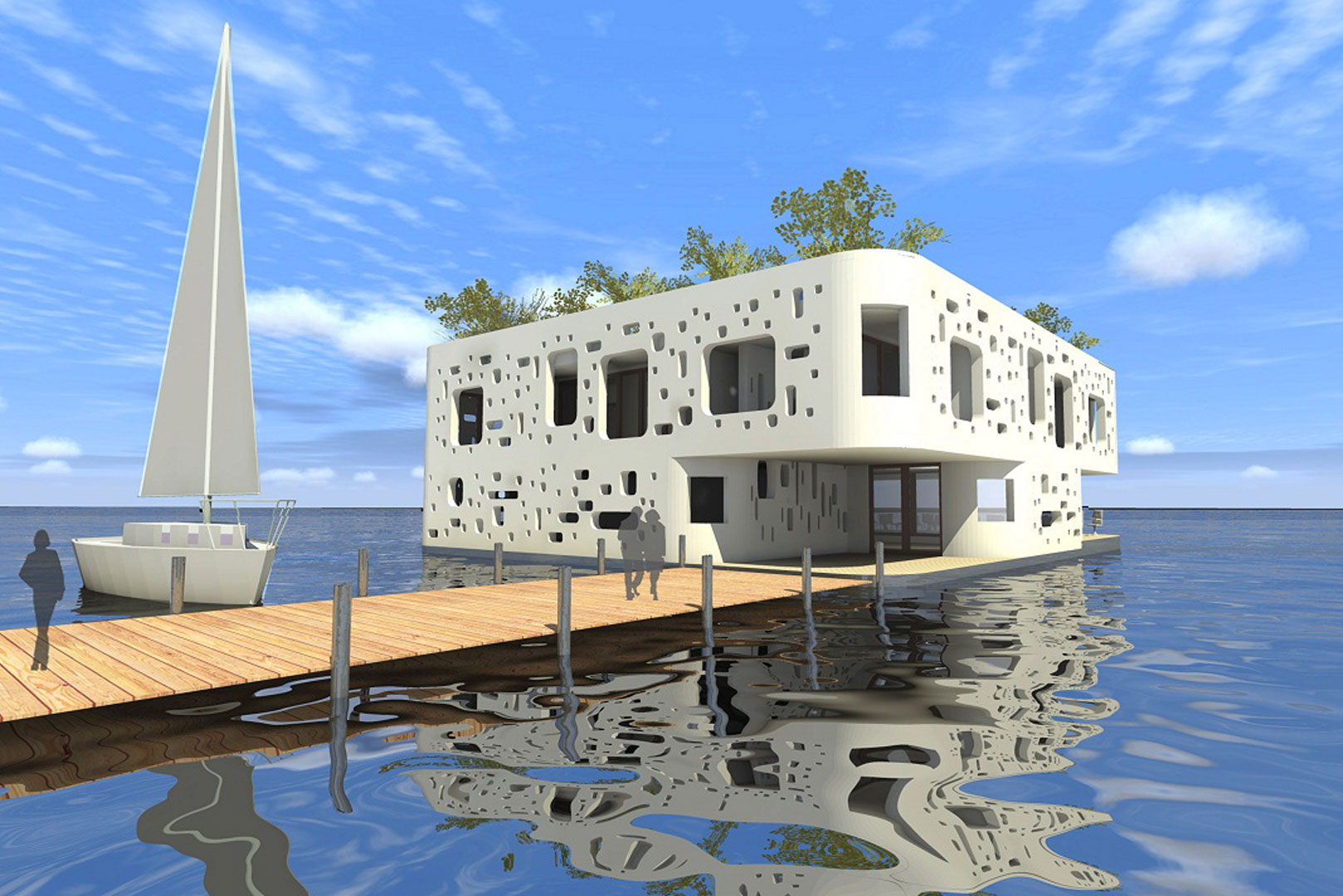 schwimmendes restaurant luxus wasser see