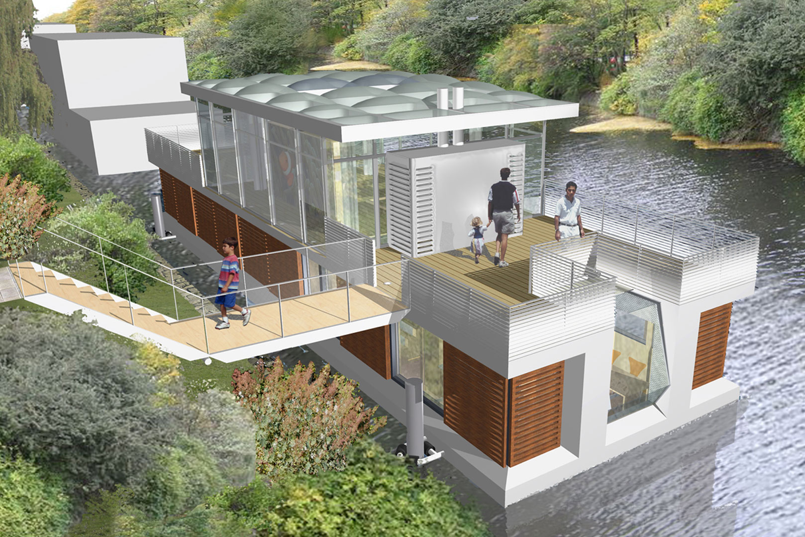 schwimmendes haus floating house wohnschiff